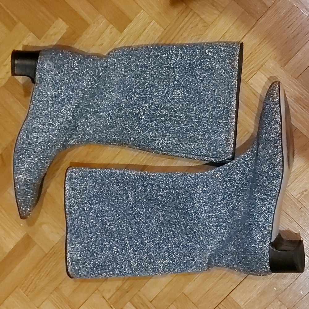 Zara silver kitten heel boots